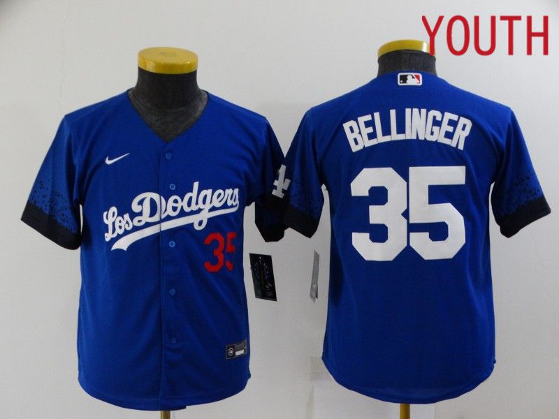 Youth Los Angeles Dodgers #35 Bellinger Blue City Edition Nike 2021 MLB Jersey->los angeles dodgers->MLB Jersey